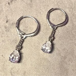 COPY - NWT Clear CZ Teardrop Leverback Pierced Earrings